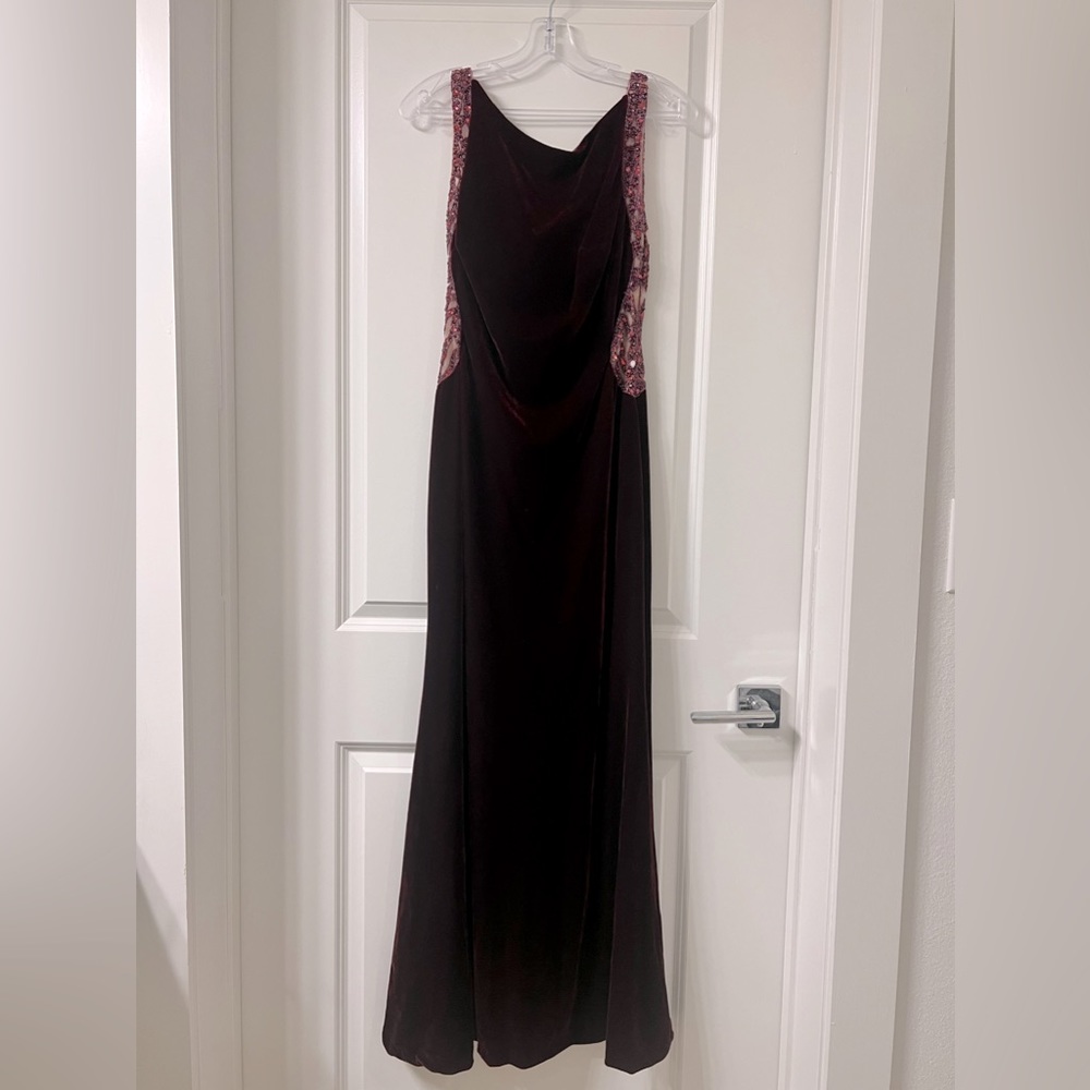 Burgundy velvet dress
